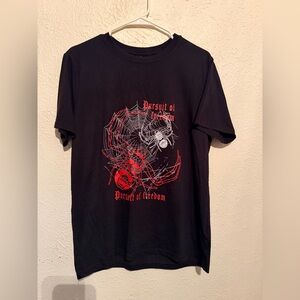 ROMWE Black Tee with Red and White Graphic